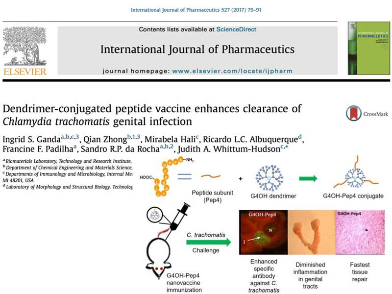 the article Dendrimer-conjugated peptide vaccine enhances clearance of Chlamydia trachomatis genital infection as it appears in the print version of the international journal of pharmaceutics