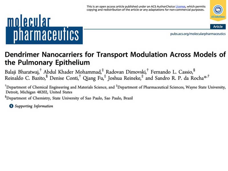 the article Dendrimer Nanocarriers for Transport Modulation Across Models of the Pulmonary Epithelium as it appears in the print version of the journal molecular pharmaceutics