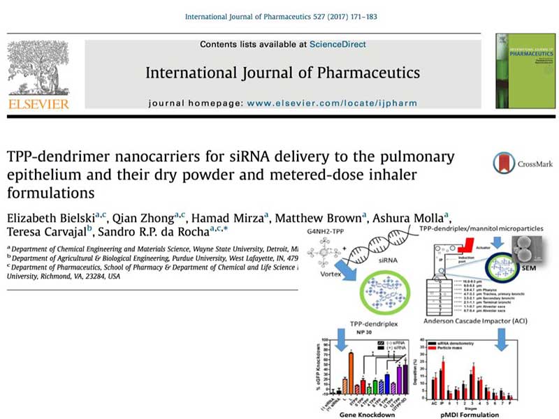 the article TPP-dendrimer nanocarriers for siRNA delivery to the pulmonary epithelium and their dry powder and metered-dose inhaler formulations as it appears in the print version of the international journal of pharmaceutics